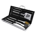Hastings Home BBQ Grill Stainless Steel Tool Set Grilling Accessories Aluminium Storage Case wit Spatula, Tongs 382618HVS